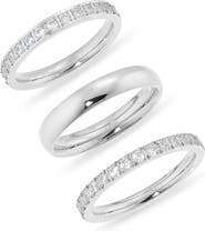 Nordstrom Set of 3 Waterproof Cubic Zirconia Stackable Rings