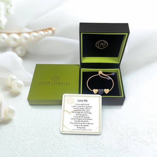 Luvmyjewelry Luv Me Love Heart Sodalite Gemstone Yellow Gold Plated Silver Adjustable Bracelet In 14kt Gold Vermeil On Sterling