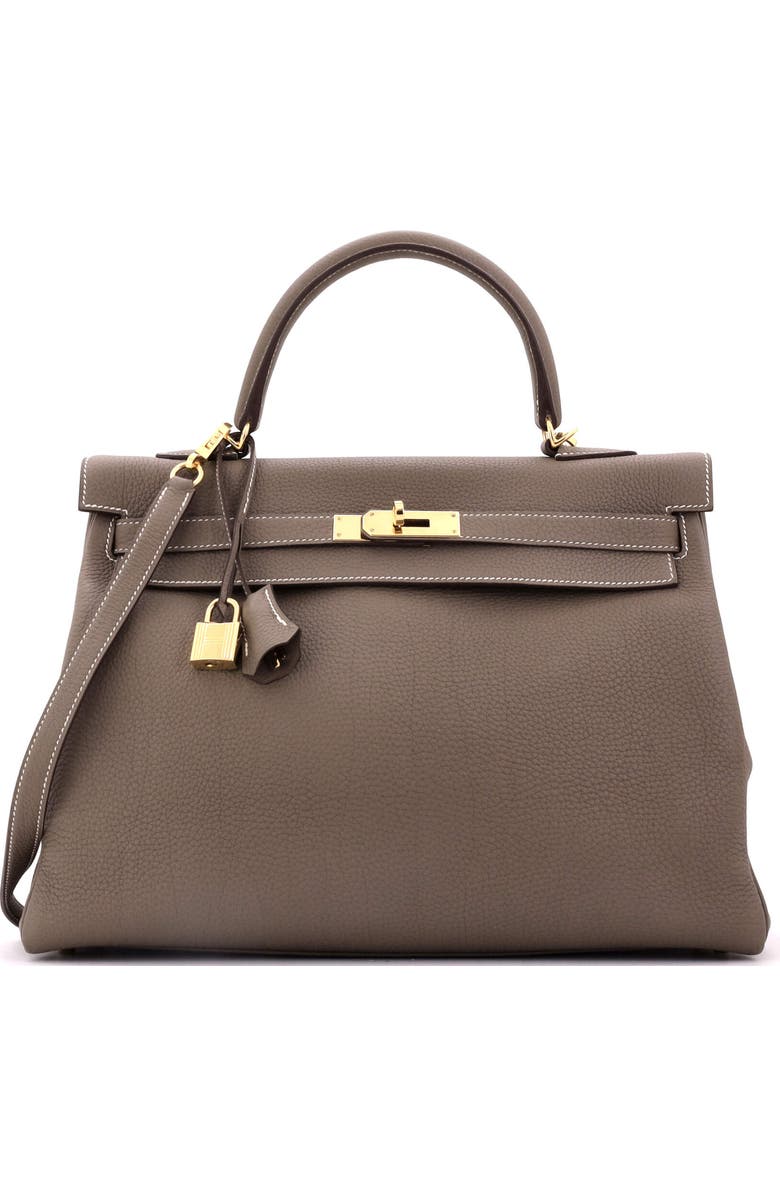 Pre-Owned Hermes Kelly Handbag Grey Togo with Gold Hardware 35, Main, color,