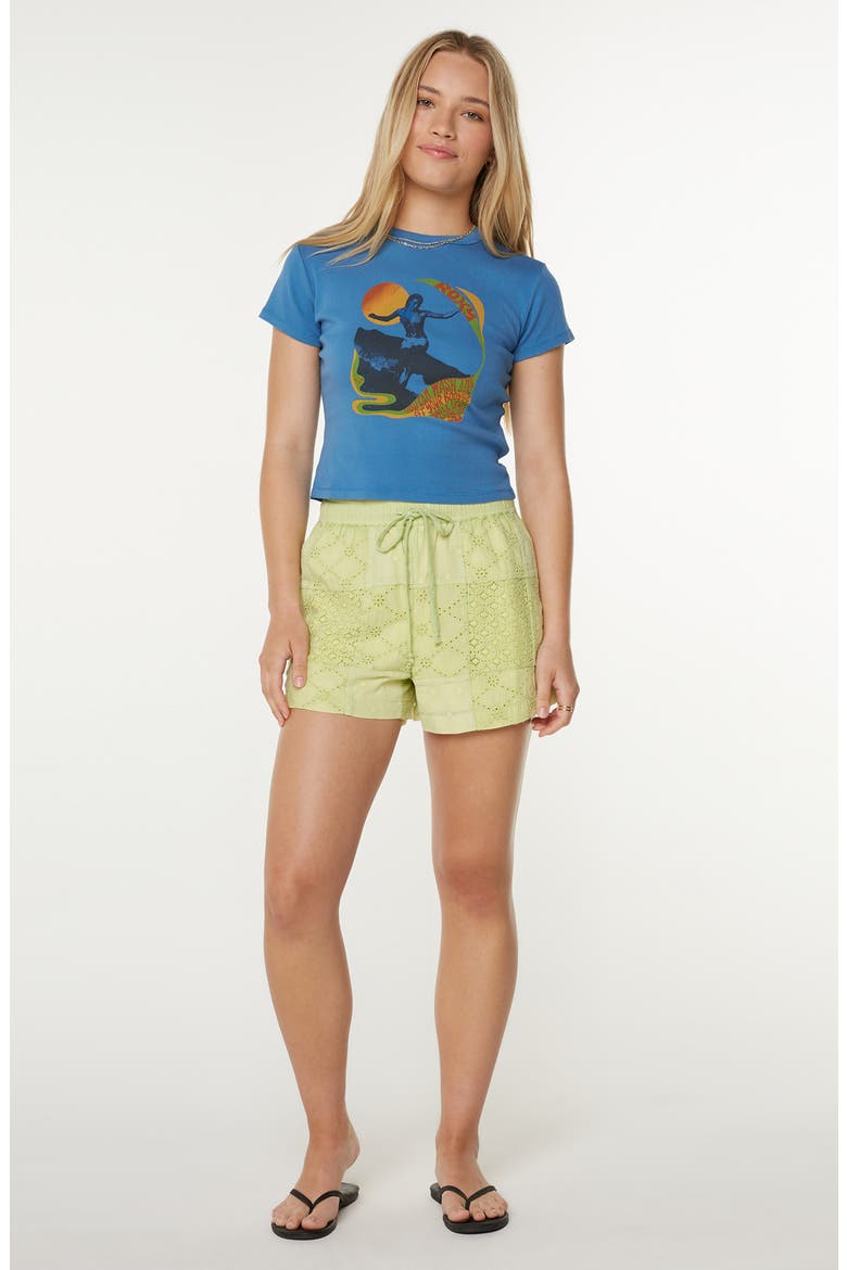 Honolua Sunrise Cotton Eyelet Drawstring Shorts, Alternate, color, TARRAGON SOLID