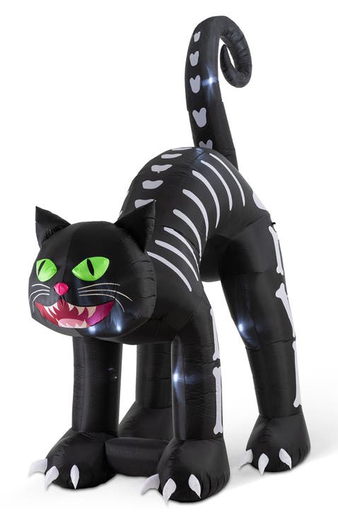 11FT Lighted Inflatable Giant Skeleton Cat Garden Decor