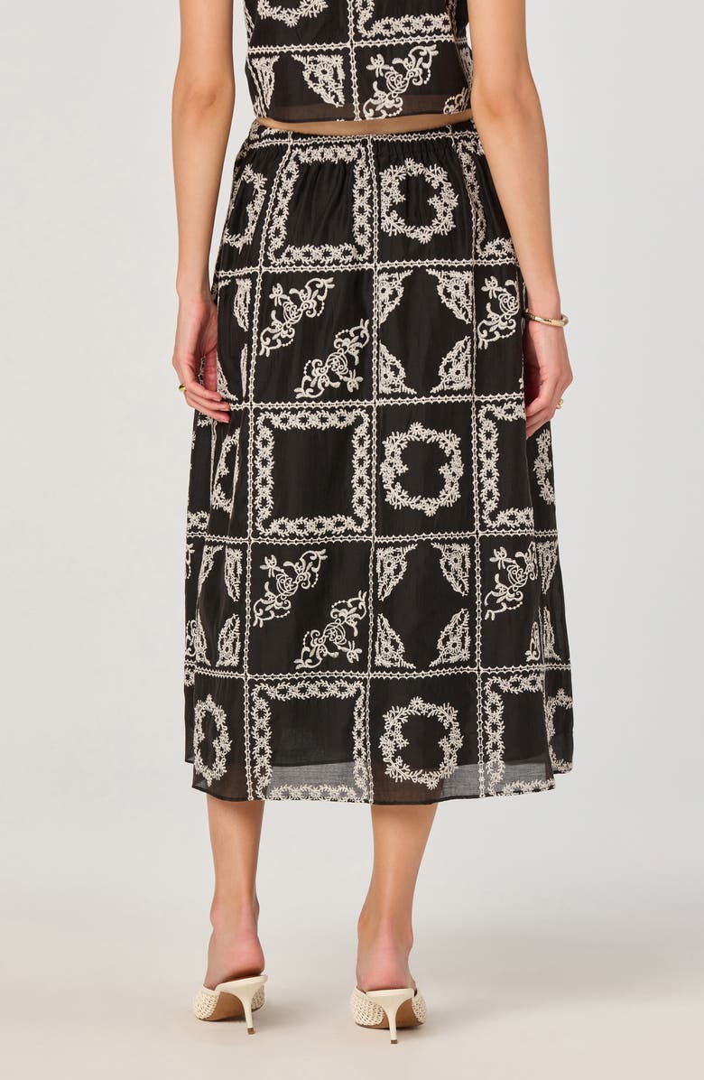 ASTR the Label Mosaic Embroidery Midi Skirt, Alternate, color, Black Embroidery
