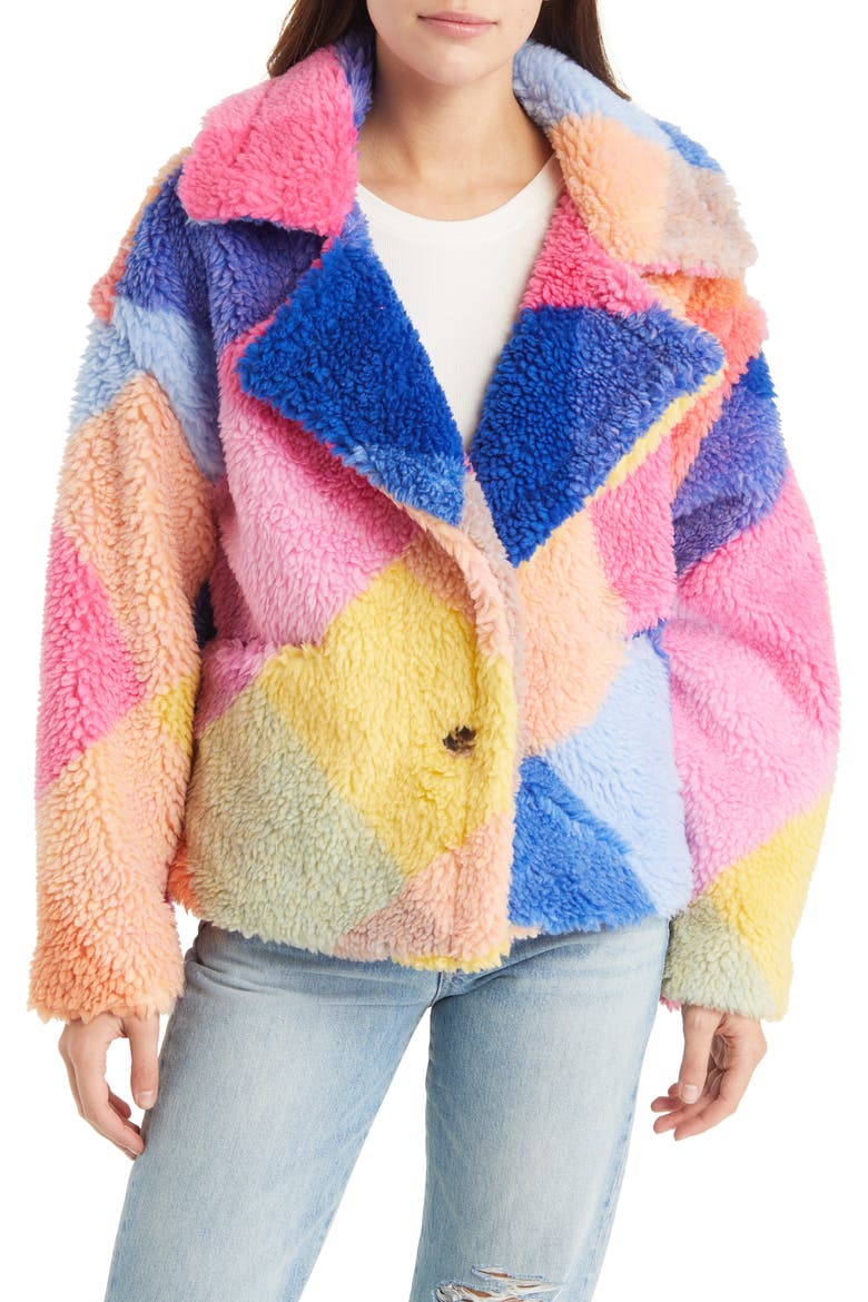 Colorblock Teddy Coat, Alternate, color, HAPPY DAYS
