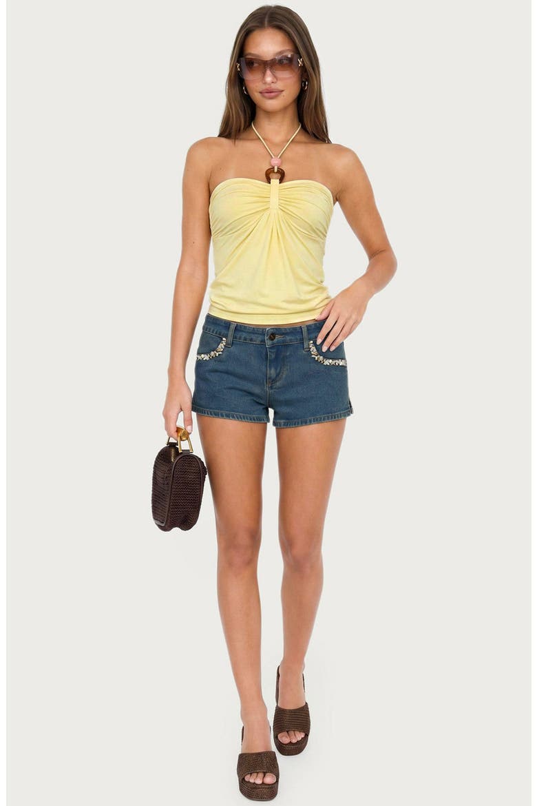 Itzel Ring Draped Halter Top, Alternate, color, YELLOW