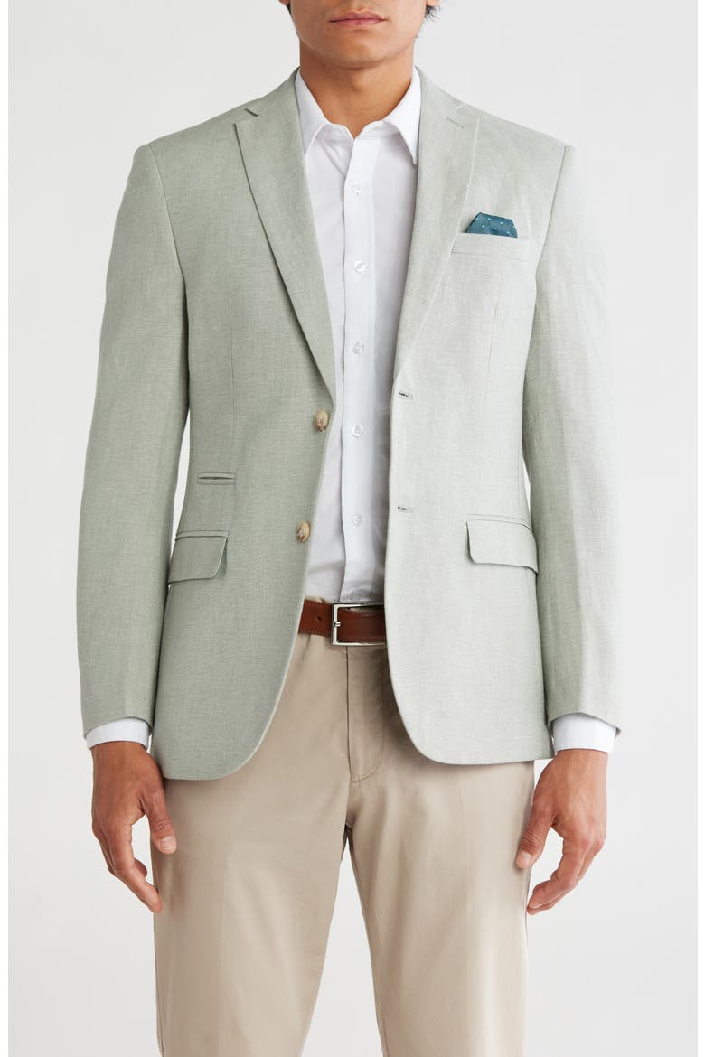 Slim Fit Solid Linen Blend Blazer, Main, color, LIGHT SAGE