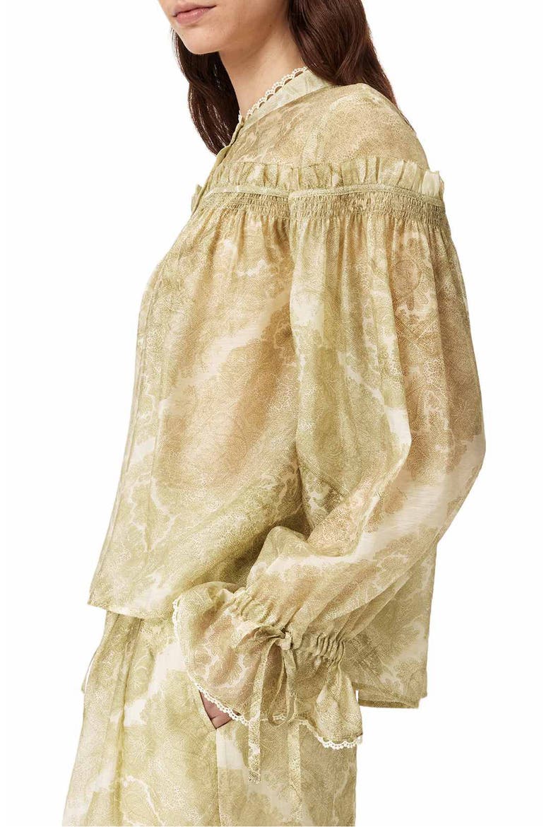 Delphine Paisley Button-Up Shirt, Alternate, color, JOANNE GOLD GREEN