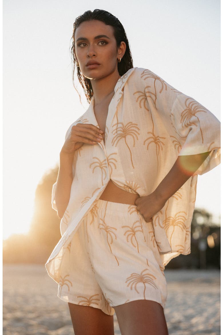Amira Print Shirt, Alternate, color, PALM PRINT