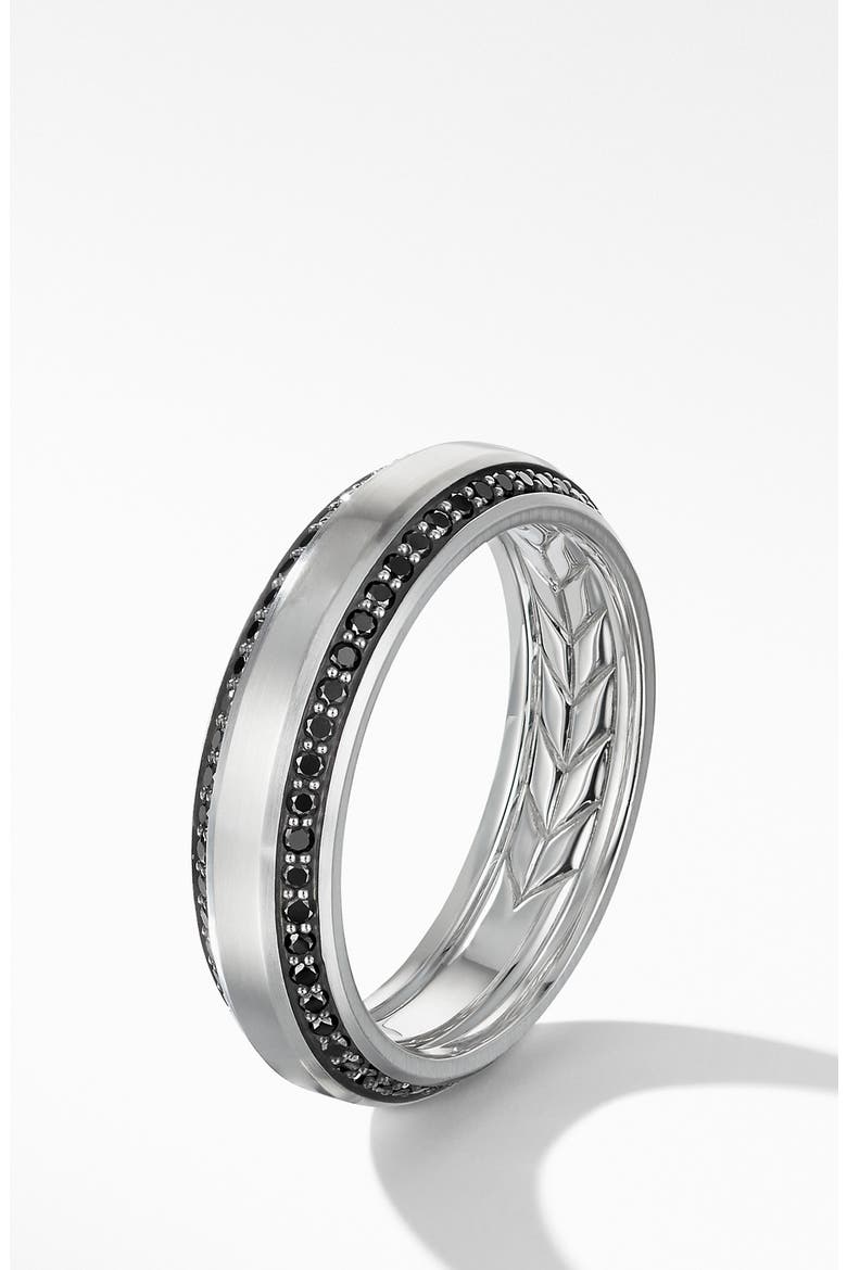 Beveled Band Ring in 18K White Gold with Black Diamonds, Alternate, color, WHITE GOLD/ BLACK DIAMOND