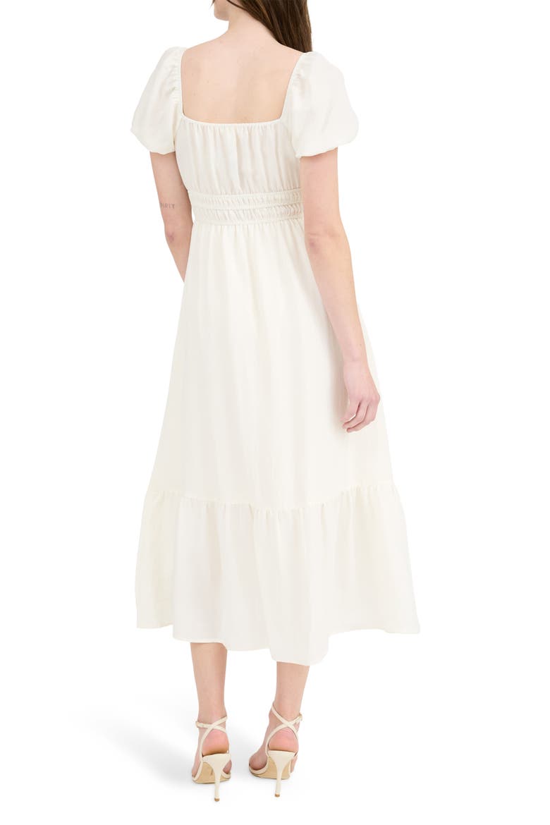 Puff Sleeve Midi Dress, Alternate, color, IVORY