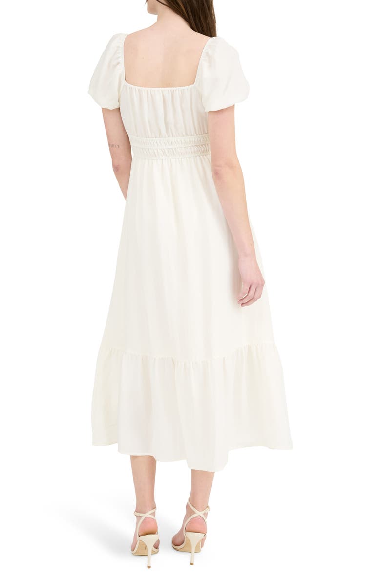 AUGUST SKY Puff Sleeve Midi Dress, Alternate, color, Ivory