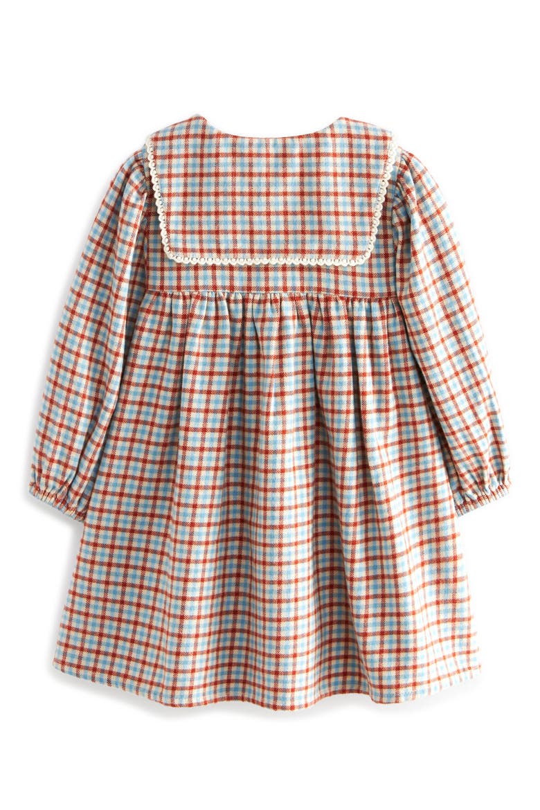 Kids' Gingham Long Sleeve Cotton Flannel Dress, Alternate, color, BLUE