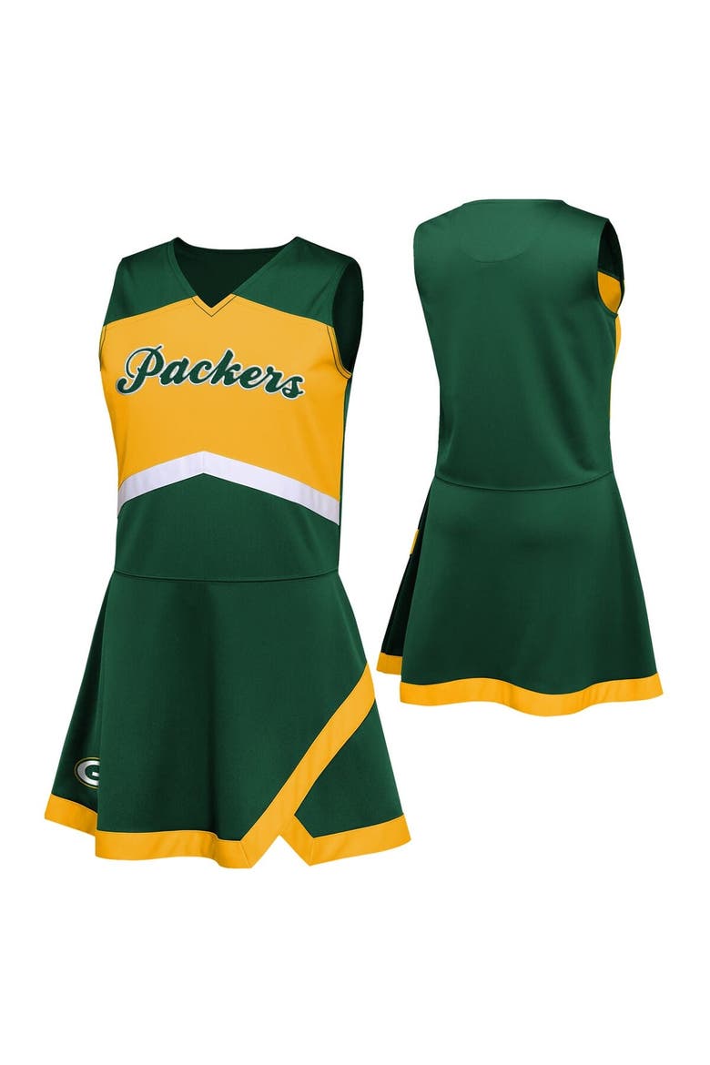 Girls Preschool Green Green Bay Packers Two-Piece Cheer Captain Jumper Dress with Bloomers Set, Main, color, Green