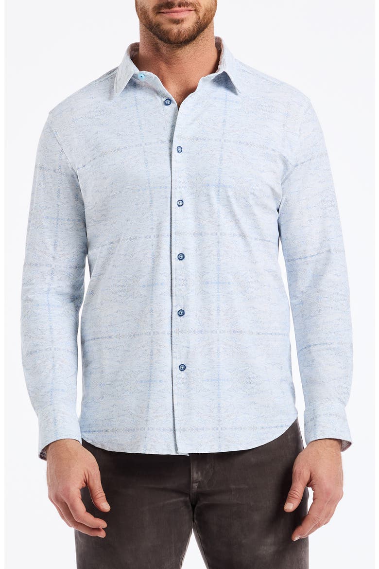 Irving Knit Button-Up Shirt, Main, color, BLUE