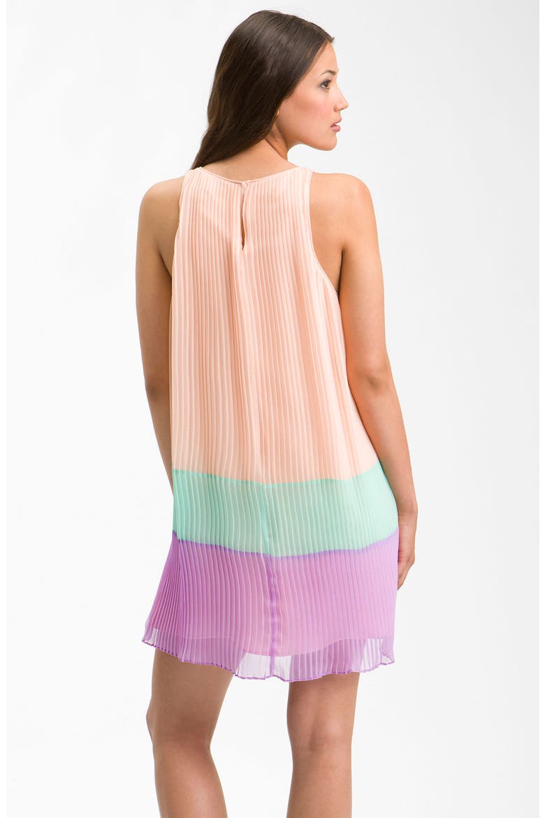 Pleated Colorblock Shift Dress, Alternate, color, SHERBERT/ SEAFOAM/ LILAC