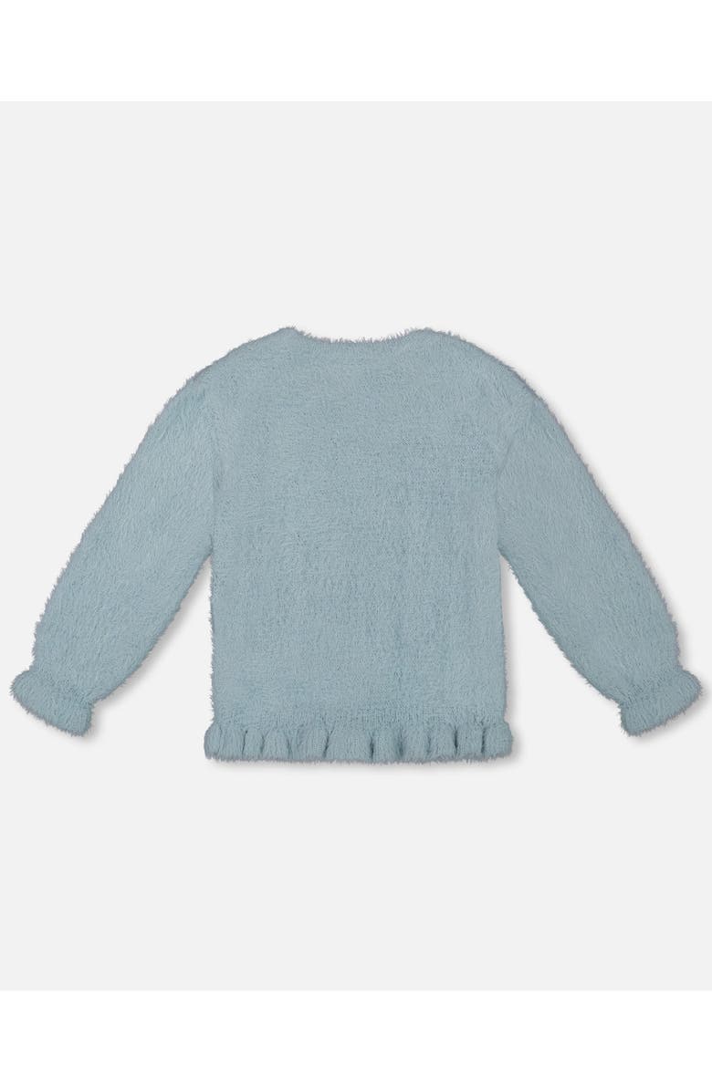 Deux par Deux Girl's Unicorn Sweater Hairy Knit Turquoise, Alternate, color,