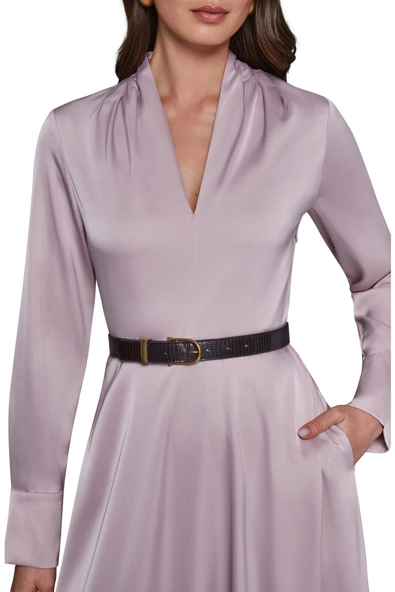 Long Sleeve Satin A-Line Midi Dress, Alternate, color, SHADOW PINK