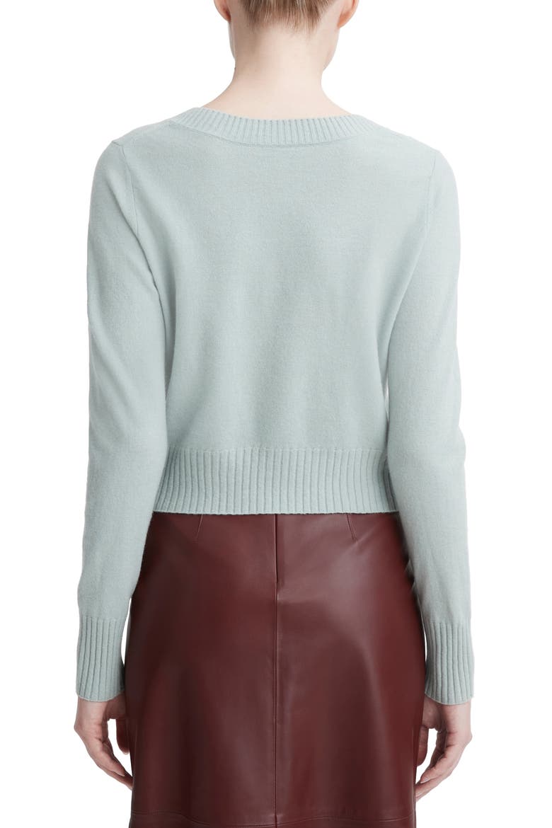 V-Neck Wool & Cashmere Crop Sweater, Alternate, color, SEA MIST