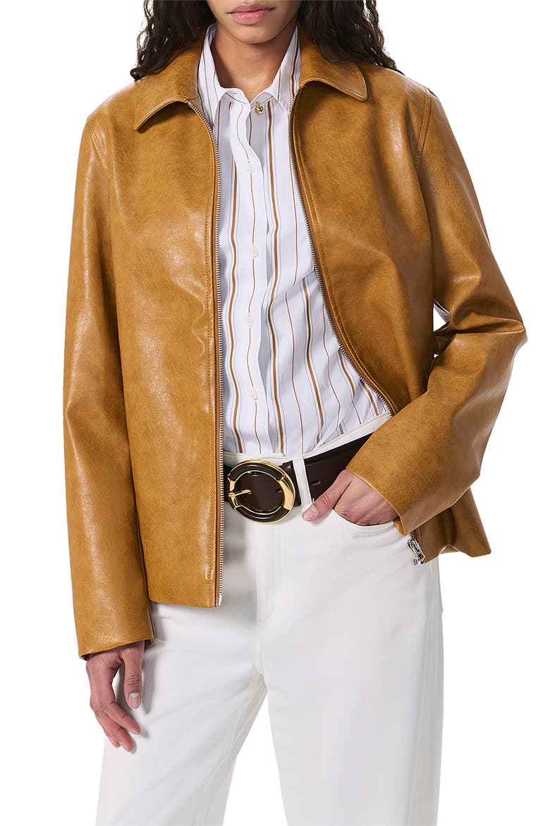 Jordie Faux Leather Jacket, Main, color, CAMEL