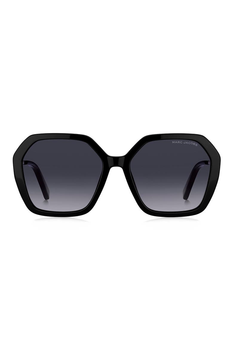 57mm Gradient Square Sunglasses, Main, color, BLACK