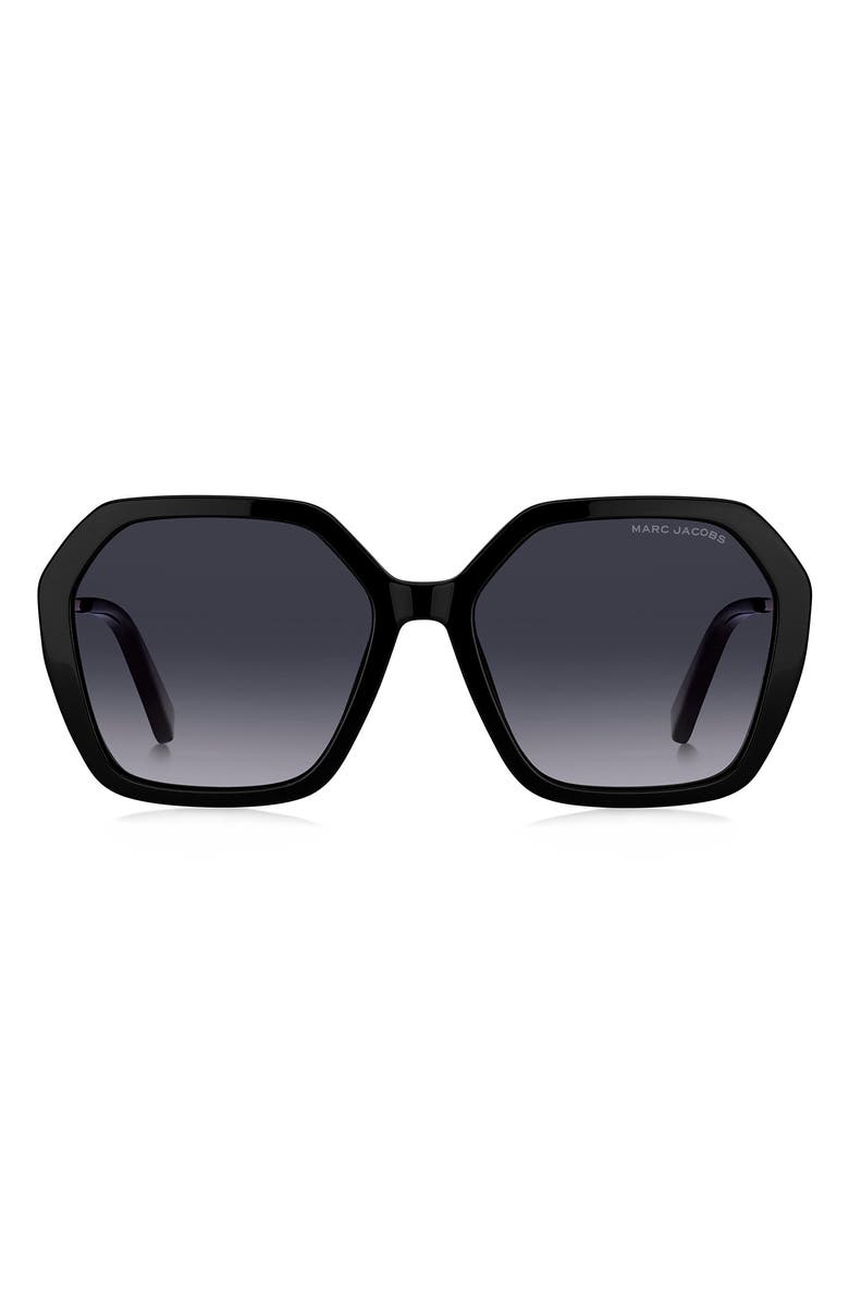 Marc Jacobs 57mm Gradient Square Sunglasses, Main, color, Black
