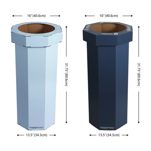 Happimess Fleur 25-gallon Classic Disposable Corrugated Cardboard Event Trash Can And Recycling Bin In Blue