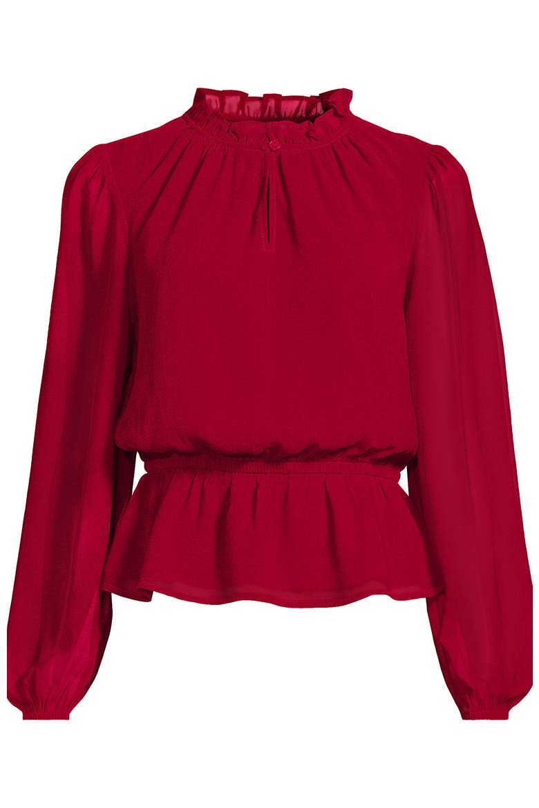 Chiffon Peplum Top, Alternate, color, Rich Red