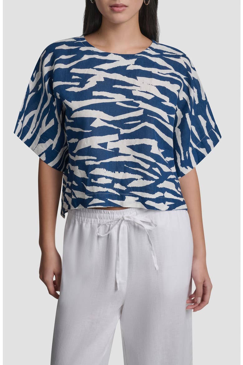 Pattern Boxy Linen Top, Main, color, TIDAL BREAK