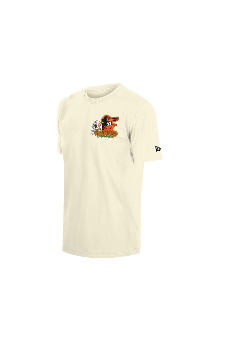 Men's New Era Natural Baltimore Orioles Dia de los Muertos Sugar Skull T-Shirt, Alternate, color, Natural