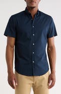 DENIM AND FLOWER Dot Print Short Sleeve Button-Down Shirt