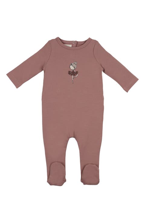 Ballerina Print Cotton Blend Footie (Baby)