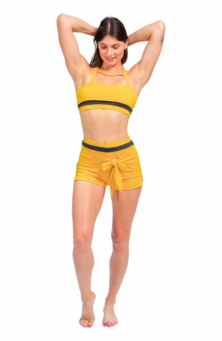 Mary Mercedes Moe Halter Bikini Top, Alternate, color, Mustard Yellow