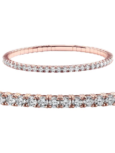 2 - 10Ct TW Flexible Diamond Bangle Tennis Bracelet Lab Grown 14k Gold