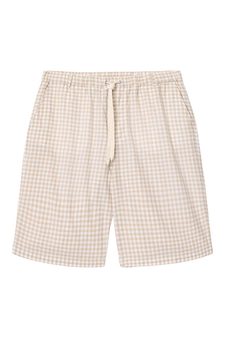 Rockland Gingham Check Cotton Drawstring Shorts, Alternate, color, DESERT YELLOW