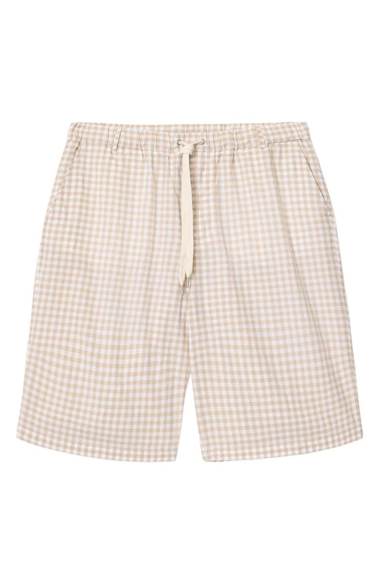 AllSaints Rockland Gingham Check Cotton Drawstring Shorts, Alternate, color, Desert Yellow