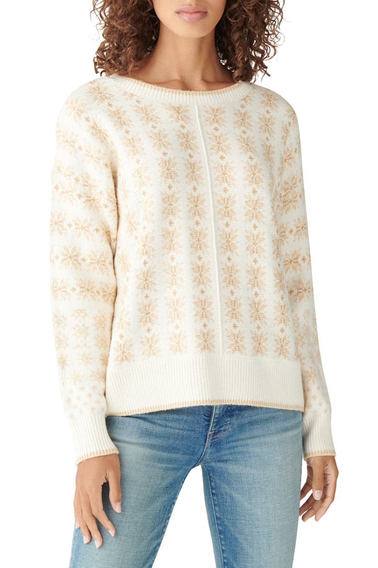 Snowflake Cotton Blend Sweater, Main, color, CREAM MULTI