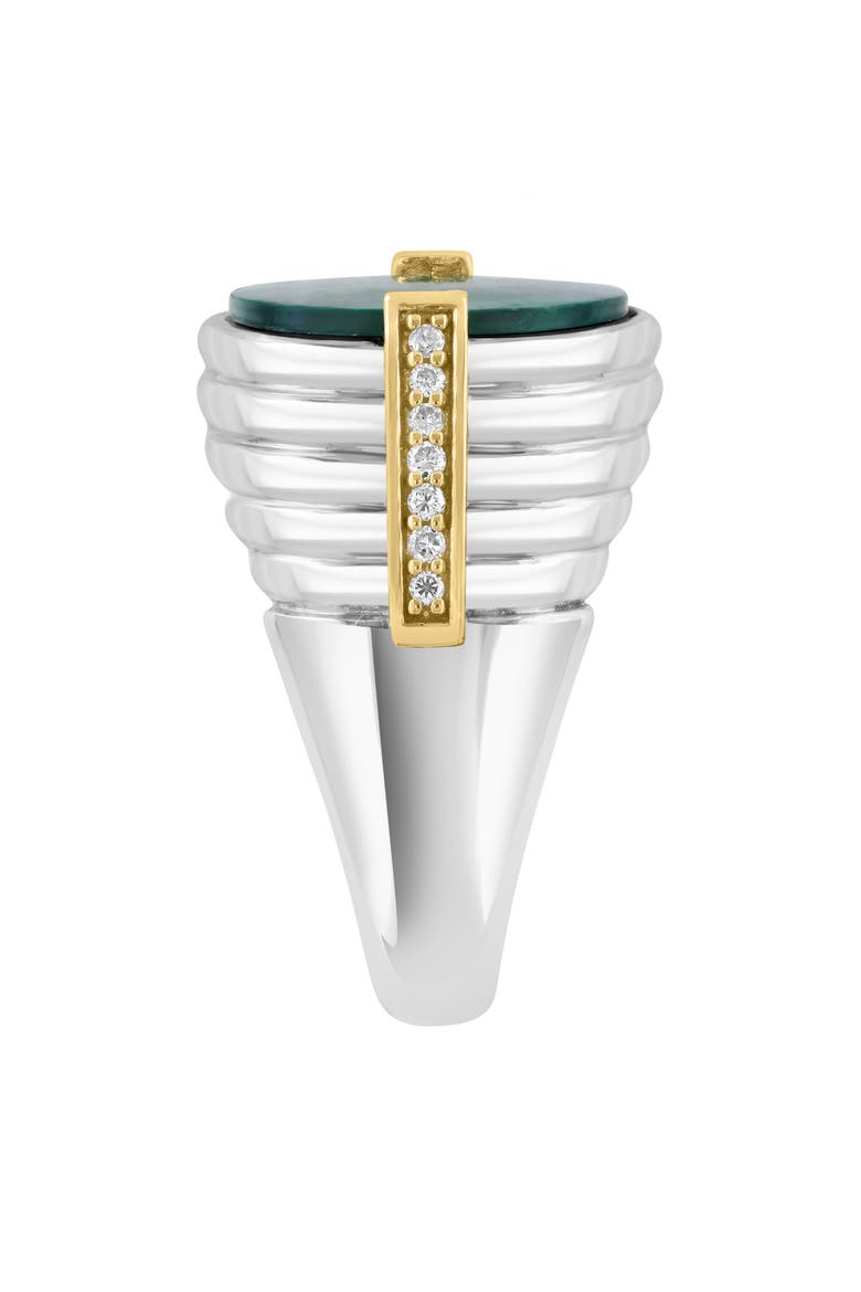 Men's Sterling Silver & 14K Gold Malachite & Diamond Signet Ring, Alternate, color, GREEN