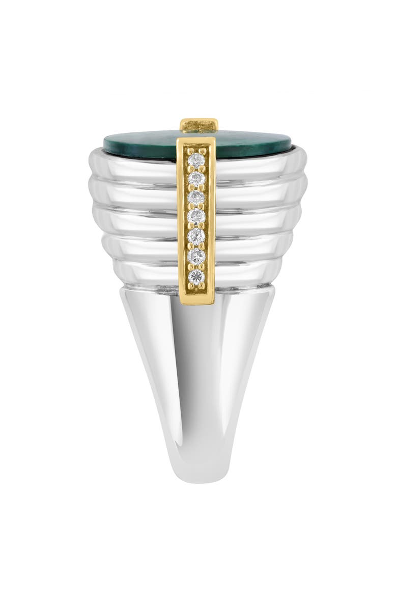 EFFY Men's Sterling Silver & 14K Gold Malachite & Diamond Signet Ring, Alternate, color, Green