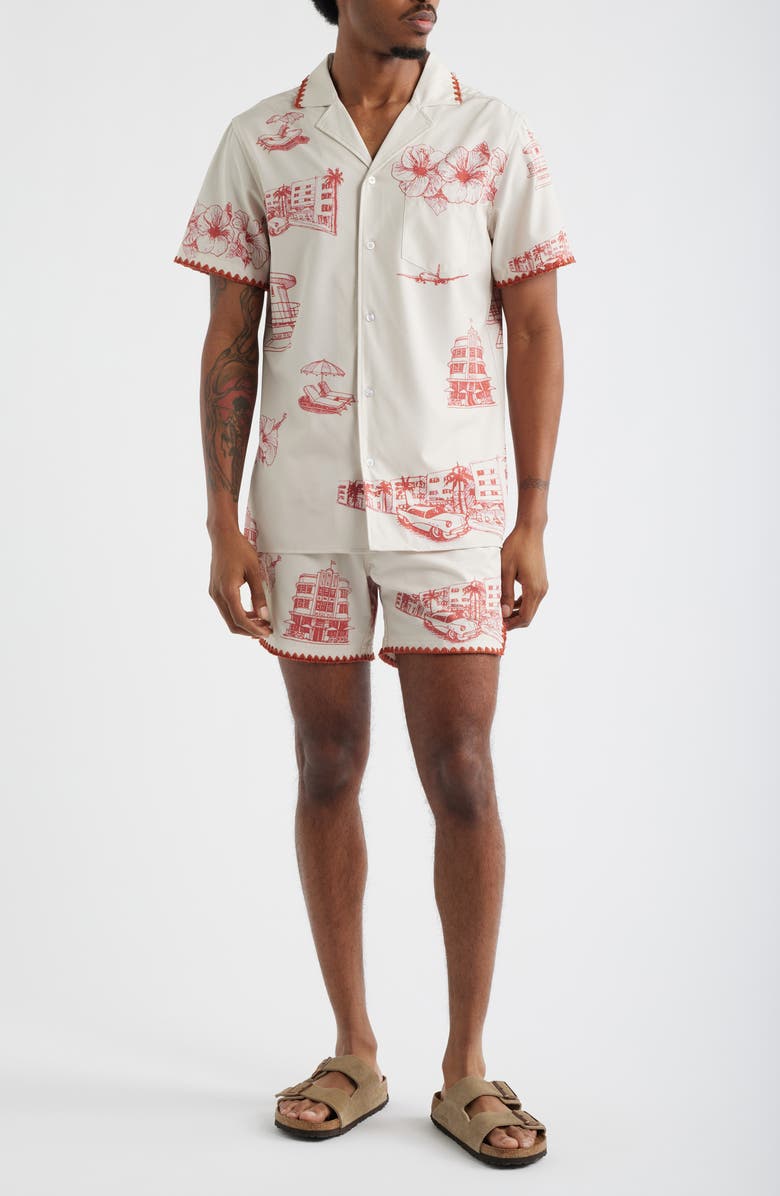 MAVRANS Ocean Drive Print Camp Shirt, Alternate, color, 