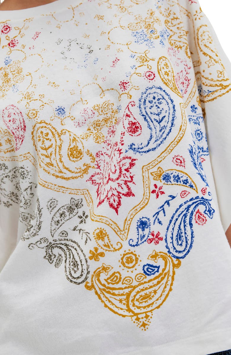 Free People Heirloom Paisley Print Oversize T-Shirt, Alternate, color, Ivory Combo
