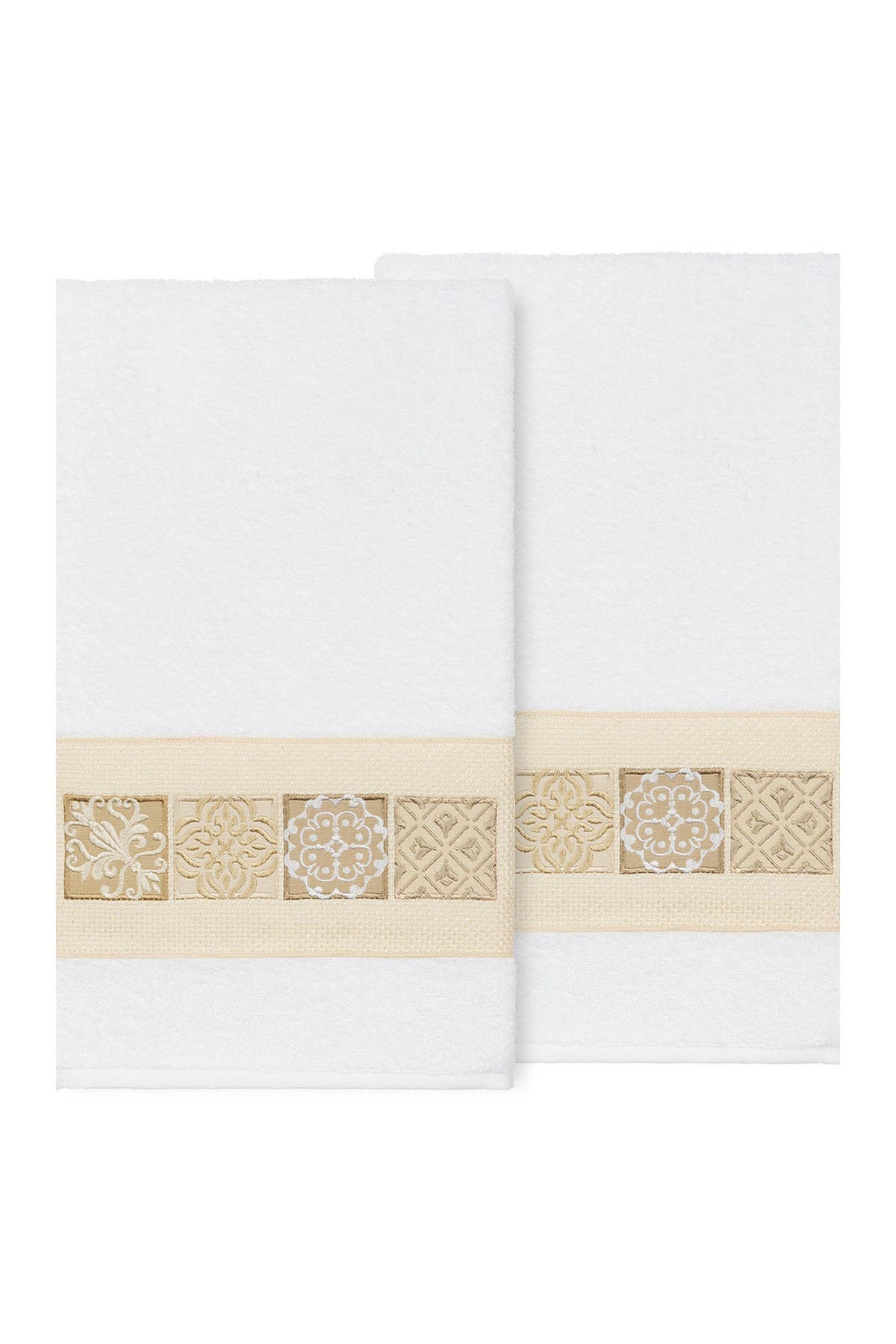 Linum Home Textiles Vivian Embellished Bath Towel - Set of 2 - White