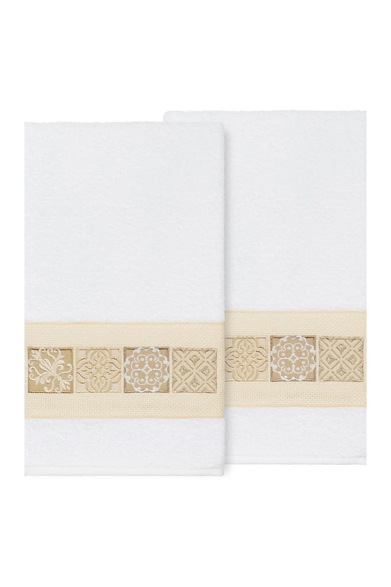 Vivian Embellished Bath Towel - Set of 2 - White, Main, color, WHITE