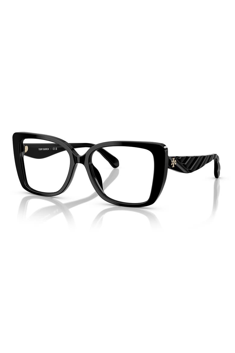 53mm Square Optical Glasses, Alternate, color, BLACK