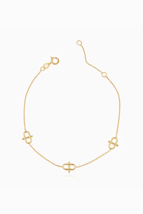 14K Gold Harmony Station Bracelet