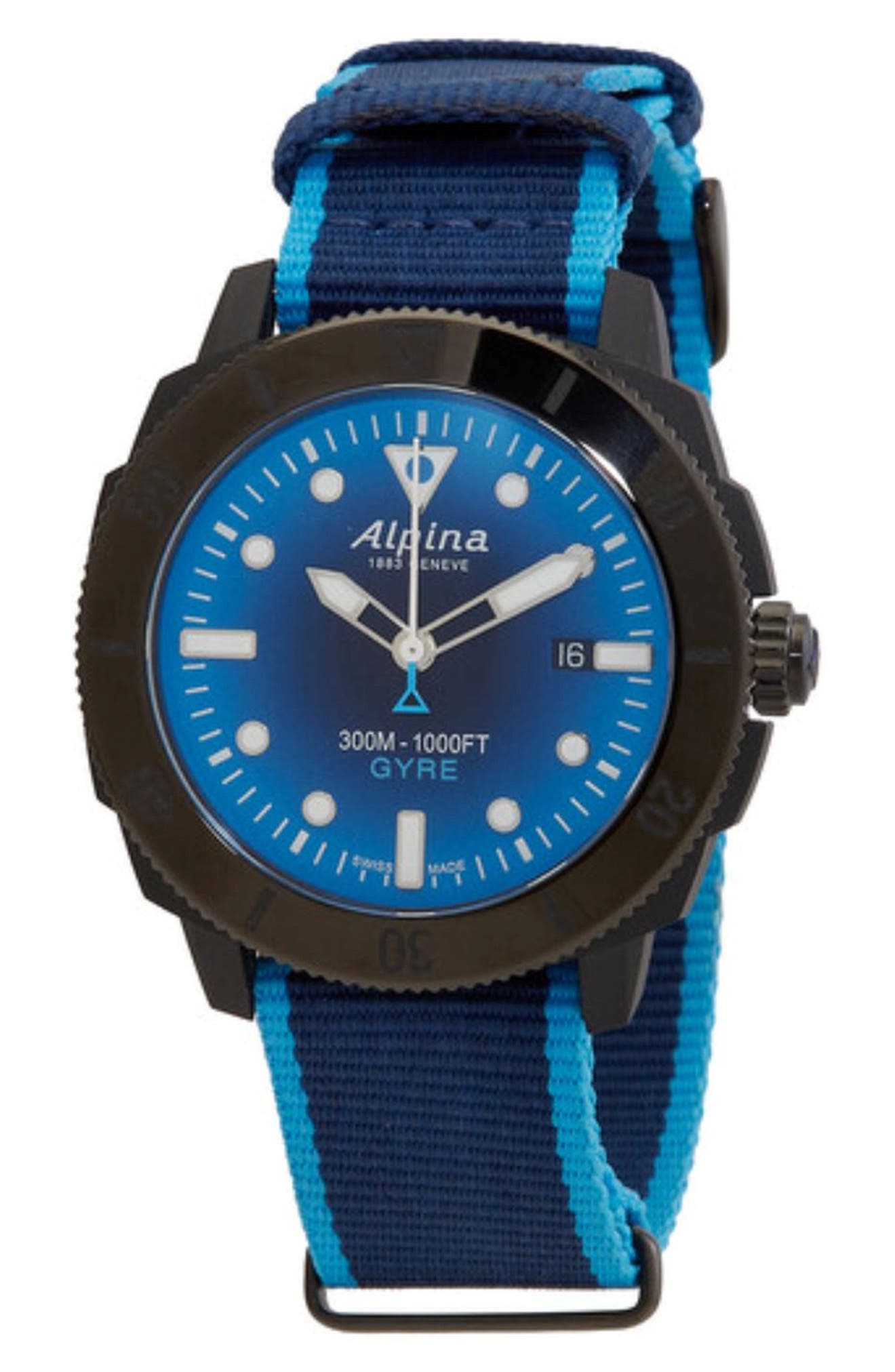 ALPINA Seastrong Diver Gyre Automatic NATO Strap Watch, 44mm