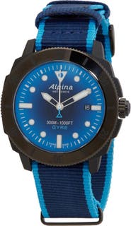 ALPINA Seastrong Diver Gyre Automatic NATO Strap Watch, 44mm
