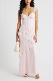 BP. Asymmetric Ruffle Tiered Maxi Dress