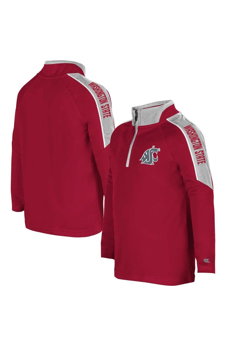 COLOSSEUM Toddler Colosseum Crimson Washington State Cougars Team Raglan Quarter-Zip Windshirt, Alternate, color,