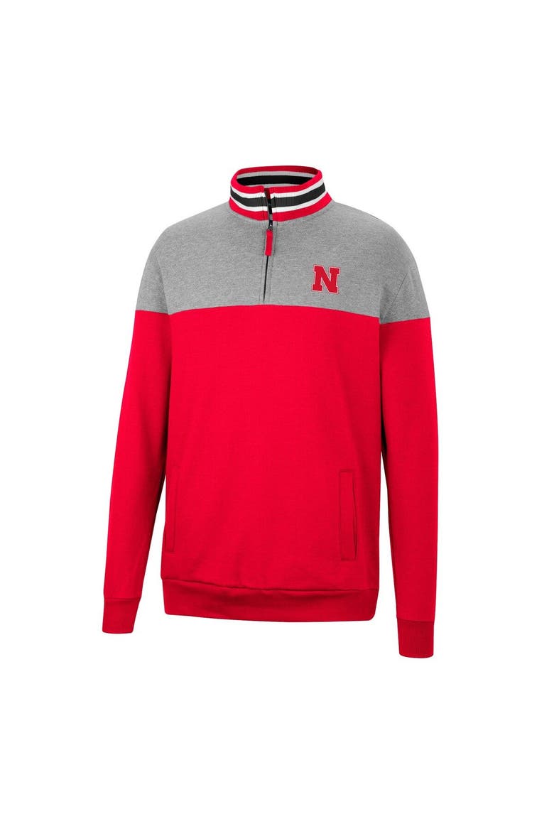 Men's Colosseum Heathered Gray/Scarlet Nebraska Huskers Be the Ball Quarter-Zip Top, Alternate, color, Scarlet