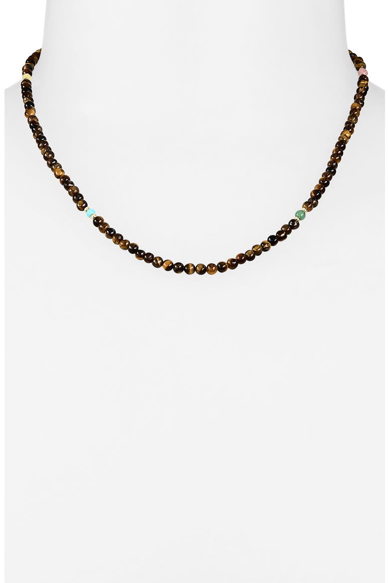 Metal Bead Necklace, Alternate, color, GOLD/TIGERS EYE