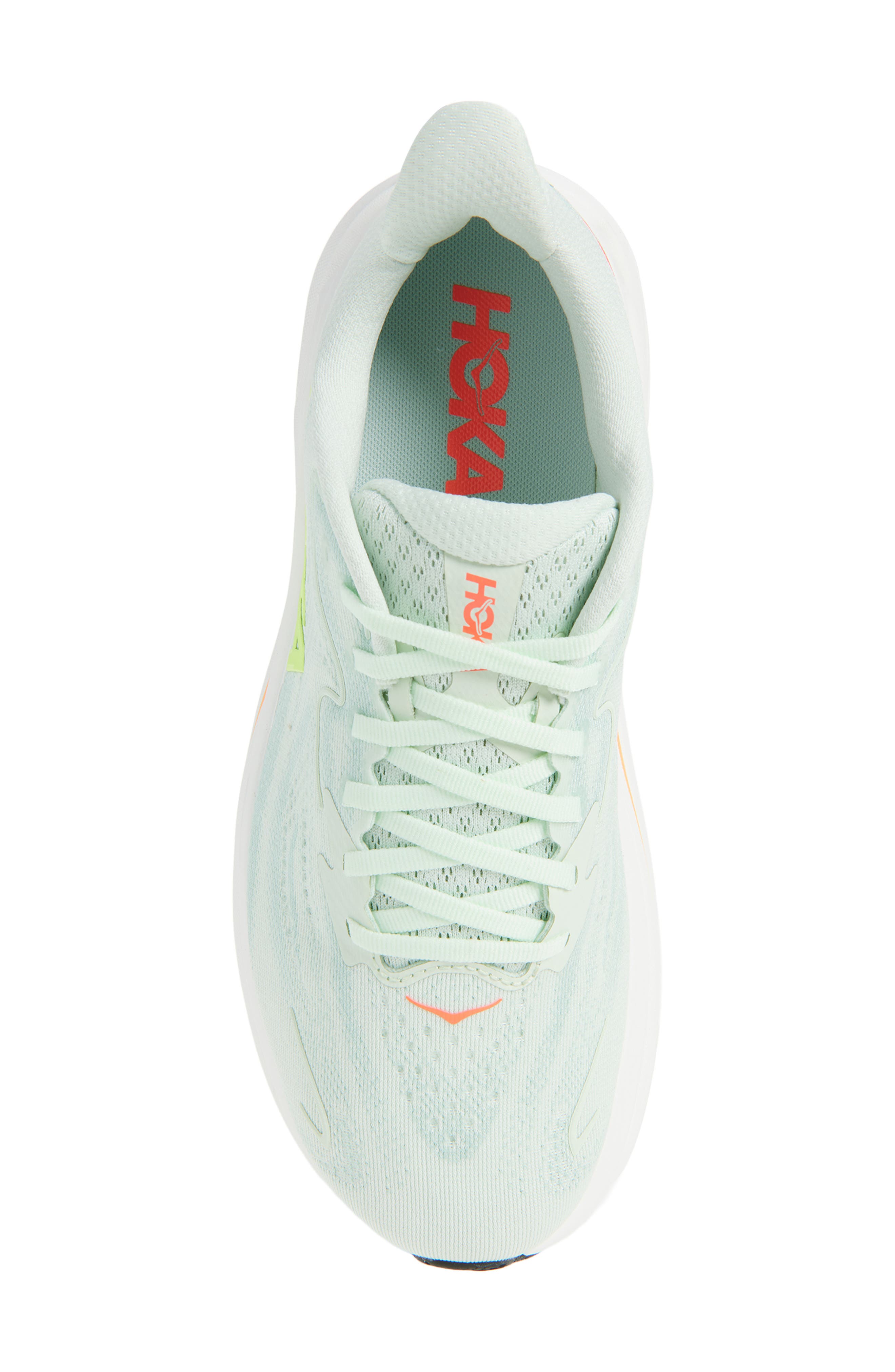 HOKA Clifton 10 Running Shoe, Alternate, color, Sea Glass/ Neon Flame